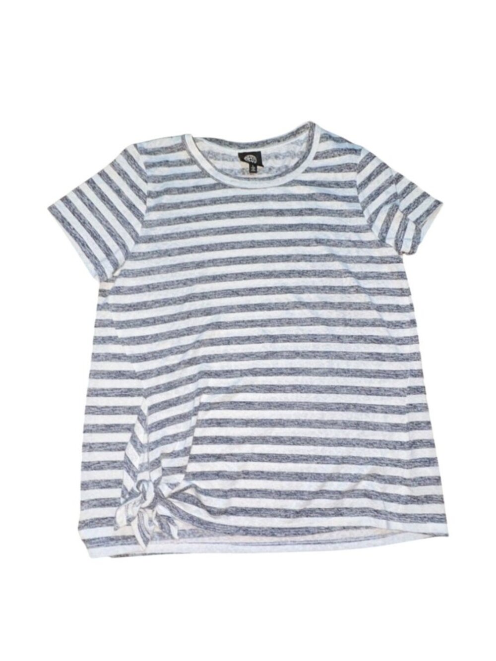 Bobeau Knit Striped Top W/ A Side Knot Detail-Gray/White-Size L-GUC